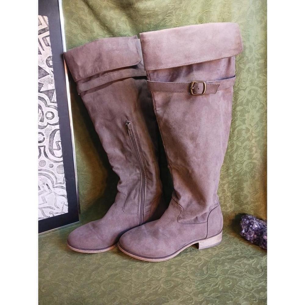 Maurice's Faux Suede Knee High Riding Boots Tan Taupe Size 8M